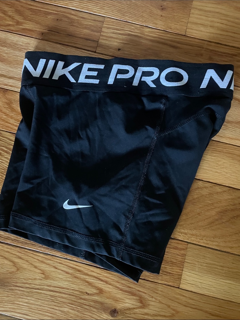 Nike Black Compression Shorts with White Logo Waistband